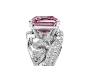 Halo Engagement Ring Setting for Fancy Pink Asscher Cut Center with Marquise and Pave Bypass Band and Prong Head in Sterling Silver