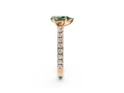 Solitaire Engagement Ring Setting for Fancy Green Pear-Shaped Center with Large Accent Band and Prong Head in Rose Gold