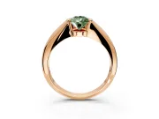 Tension Engagement Ring Setting for Fancy Green Pear-Shaped Center with Wide Tapered Band and Tension Head in Rose Gold