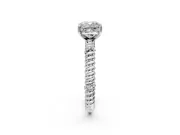 Rope Engagement Ring Setting for Cushion Cut Center with Accent Shoulders and Prong Head in White Gold