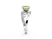Solitaire Engagement Ring Setting for Fancy Yellow Asscher Cut Center with Pave Bypass Twist Band and Prong Head in Sterling Silver