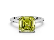 Solitaire Engagement Ring Setting for Fancy Yellow Asscher Cut Center with Knife Ridge Band and Claw Prong Head in Platinum