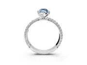 Solitaire Engagement Ring Setting for Fancy Blue Marquise Center with Domed Multi-Row Pave Band and Prong Head in Sterling Silver