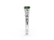 5 Stone Engagement Ring Setting for Fancy Green Cushion Cut Center with Graduated Accents and Prong Head in Platinum