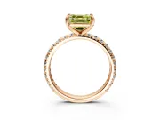 Solitaire Engagement Ring Setting for Fancy Yellow Asscher Cut Center with Shared-Prong Accents and Prong Head in Rose Gold