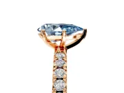 Solitaire Engagement Ring Setting for Fancy Blue Pear-Shaped Center with Fine Pave Band and Claw Prong Head in Rose Gold