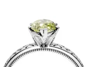 Solitaire Engagement Ring Setting for Fancy Yellow Marquise Center with Milgrain X Pattern Band and Prong Head in White Gold