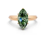 Solitaire Engagement Ring Setting for Fancy Green Marquise Center with Wide Knife Ridge Band and Prong Head in Rose Gold