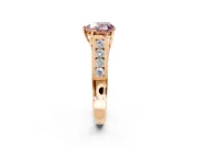 Solitaire Engagement Ring Setting for Fancy Pink Heart-Shaped Center with Cathedral Channel Band and Prong Head in Rose Gold