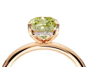 Hidden Halo Engagement Ring Setting for Fancy Yellow Cushion Cut Center with Thin Rounded Band and Prong Head in Rose Gold
