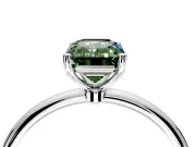 Solitaire Engagement Ring Setting for Fancy Green Emerald Cut Center with Straight Thin Band and Prong Head in Sterling Silver