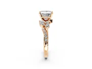 Solitaire Engagement Ring Setting for Princess Cut Center with Marquise Accent Twist Band and Prong Head in Rose Gold
