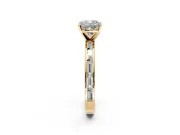 Solitaire Engagement Ring Setting for Cushion Cut Center with Channel Baguette Band and Prong Head in Yellow Gold