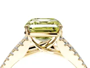 Solitaire Engagement Ring Setting for Fancy Yellow Asscher Cut Center with Pave Split Shank and Prong Head in Yellow Gold