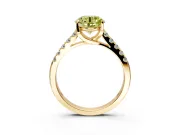 Solitaire Engagement Ring Setting for Fancy Yellow Round Cut Center with Partway Pave Band and Prong Head in Yellow Gold