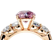 5 Stone Engagement Ring Setting for Fancy Pink Round Cut Center with Graduated Accents and Prong Head in Rose Gold