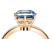 Solitaire Engagement Ring Setting for Fancy Blue Asscher Cut Center with Plain Band and Tulip Prong Head in Rose Gold