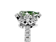 Halo Engagement Ring Setting for Fancy Green Pear-Shaped Center with Openwork Halo, Pave Band and Prong Head in Platinum