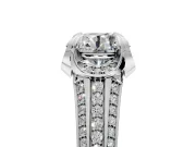 Solitaire Engagement Ring Setting for Round Cut Center with Accented Split Shank and Prong Head in Platinum