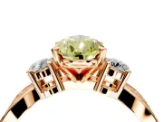 3 Stone Engagement Ring Setting for Fancy Yellow Pear-Shaped Center with Pave Twist Band and Prong Head in Rose Gold