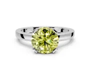 Solitaire Engagement Ring Setting for Fancy Yellow Round Cut Center with Plain Band and Flat Tab Prong Head in Platinum