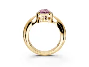 Halo Engagement Ring Setting for Fancy Pink Radiant Cut Center with Tapered Plain Band and Prong Head in Yellow Gold