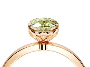 Solitaire Engagement Ring Setting for Fancy Yellow Oval Center with Thin Rounded Plain Band and Prong Head in Rose Gold