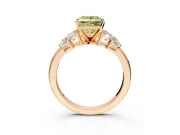 Leaf Cluster Engagement Ring Setting for Fancy Yellow Princess Cut Center with Marquise Accents and Prong Head in Rose Gold