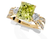 3 Stone Engagement Ring Setting for Fancy Yellow Radiant Cut Center with Pave Twist Band and Prong Head in Yellow Gold