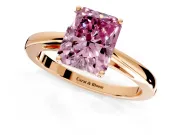 Solitaire Engagement Ring Setting for Fancy Pink Radiant Cut Center with Open Cathedral Shoulders and Prong Head in Rose Gold