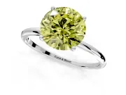 Solitaire Engagement Ring Setting for Fancy Yellow Round Cut Center with Straight Thin Band and Prong Head in Sterling Silver