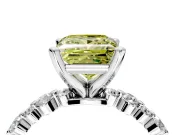 Solitaire Engagement Ring Setting for Fancy Yellow Princess Cut Center with Alternating Size Accents and Prong Head in Platinum