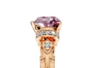 Solitaire Engagement Ring Setting for Fancy Pink Heart-Shaped Center with Filigree Band and Prong Head in Rose Gold