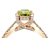 Solitaire Engagement Ring Setting for Fancy Yellow Emerald Cut Center with Widening Pave Band and Claw Prong Head in Rose Gold