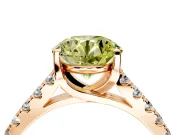 Solitaire Engagement Ring Setting for Fancy Yellow Round Cut Center with Partway Pave Band and Prong Head in Rose Gold