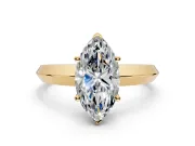Solitaire Engagement Ring Setting for Marquise Center with Wide Knife Ridge Band and Prong Head in Yellow Gold