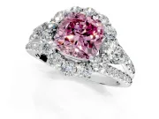 Halo Engagement Ring Setting for Fancy Pink Cushion Cut Center with Two-Strand Split Shank and Prong Head in Sterling Silver
