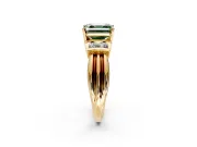 Solitaire Engagement Ring Setting for Fancy Green Asscher Cut Center with Grooved Bar Accent Band and Prong Head in Yellow Gold