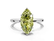Low-Set Solitaire Engagement Ring Setting for Fancy Yellow Marquise Center with Thin Plain Band and Prong Head in Platinum