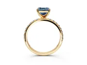 Solitaire Engagement Ring Setting for Fancy Blue Asscher Cut Center with Micro Pave Band and Prong Head in Yellow Gold