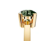 Solitaire Engagement Ring Setting for Fancy Green Round Cut Center with Plain Band and Flat Tab Prong Head in Yellow Gold