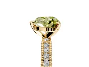 Solitaire Engagement Ring Setting for Fancy Yellow Heart-Shaped Center with Milgrain-Edged Pave Band and Prong Head in Yellow Gold