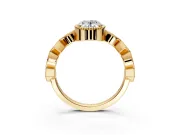 Milgrain Bezel Engagement Ring Setting for Oval Center with Marquise Stations and Bezel Head in Yellow Gold