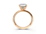 Solitaire Engagement Ring Setting for Asscher Cut Center with XO Engraved Band and Prong Head in Rose Gold