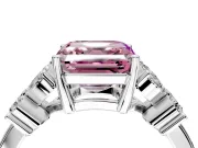 Floral Engagement Ring Setting for Fancy Pink Princess Cut Center with Marquise Cluster Shoulders and Prong Head in Sterling Silver