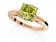 Solitaire Engagement Ring Setting for Fancy Yellow Cushion Cut Center with Flat-Sided Plain Band and Prong Head in Rose Gold