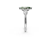 3 Stone Engagement Ring Setting for Fancy Green Marquise Center with Large Pear-Shaped Accents and Prong Head in Sterling Silver