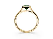 Solitaire Engagement Ring Setting for Fancy Green Emerald Cut Center with V Split Shank and Bezel Head in Yellow Gold