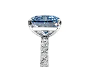 Solitaire Engagement Ring Setting for Fancy Blue Radiant Cut Center with Pave Accents and Prong Head in Sterling Silver