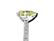 Solitaire Engagement Ring Setting for Fancy Yellow Pear-Shaped Center with Channel Accents and Prong Head in Platinum